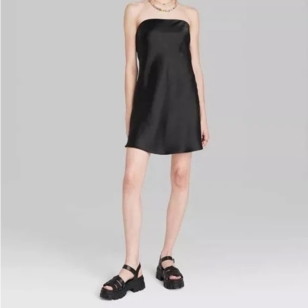 Wild Fable Satin Tube Dress - Black